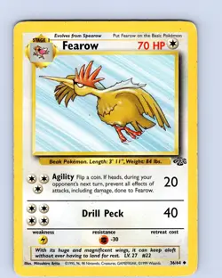 Pokemon TCG Fearow Jungle 36/64 Unlimited Uncommon Card WOTC Played MP-LP - Image 1