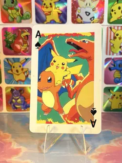 Pikachu Pokemon Vintage Playing Poker Card Charizard Nintendo - Prism Holo Back - Image 4