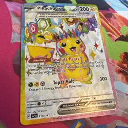 Pokemon TCG Pikachu EX Ultra Rare Holo Card 219/191 Surging Sparks - Image 3