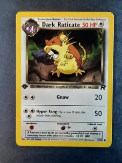 Pokemon Card Team Rocket 1st Edition Regular Finish Dark Raticate 51/82 - Image 1