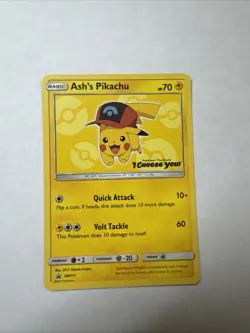 Ash's Pikachu SM111 Pokemon TCG Special Promo Trading Card Mint Condition - Image 1