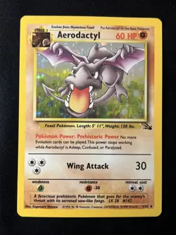 Pokemon TCG Aerodactyl Fossil Holo Card 1/62 Unlimited Rare LP Condition - Image 1
