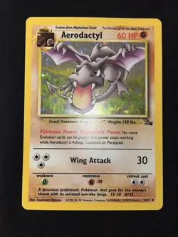 Pokemon TCG Aerodactyl Fossil Holo Card 1/62 Unlimited Rare LP Condition - Image 2
