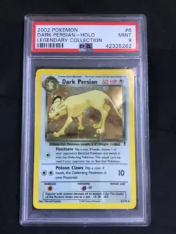 Pokemon Cards: Legendary Collection Rare Holo: Dark Persian 6/110: PSA 9 - Image 1