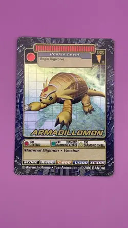 Digimon Digi Battle Series 3 Armadillomon Card BO-112 S Holo Foil Bandai 2000 - Image 2