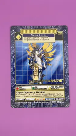 Digimon Digi Battle Series 3 Seraphimon Card BO-150 Gold Text Bandai 2000 - Image 2
