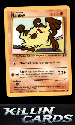 Mankey 61/82 Pokemon Common Team Rocket Card LP - Image 1