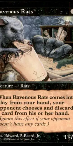 Ravenous Rats LP Light Play Portal Second 2nd MTG [7636] - Image 1
