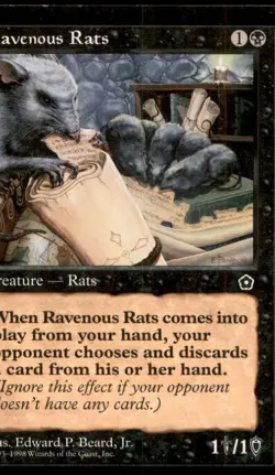 Ravenous Rats LP Light Play Portal Second 2nd MTG [7635] - Image 1