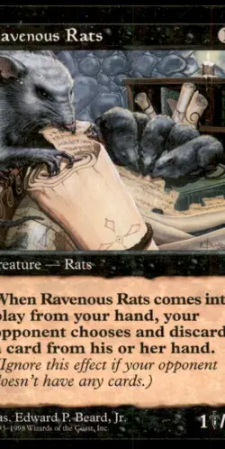 Ravenous Rats LP Light Play Portal Second 2nd MTG [7637] - Image 1