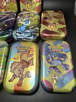 EMPTY Pokemon 151 Prismatic Evolution Tin of 10 w/ Energy Coins & Art Cards - Image 3
