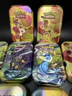 EMPTY Pokemon 151 Prismatic Evolution Tin of 10 w/ Energy Coins & Art Cards - Image 4