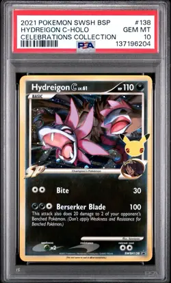2021 Pokemon Celebrations Hydreigon C lv.61 SWSH138 Promo PSA 10 - Image 1