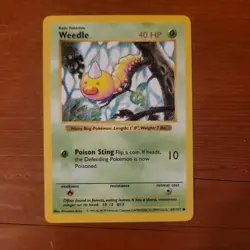 LP Pokemon TCG Base Set Shadowless Weedle 069/102 Common - Image 1
