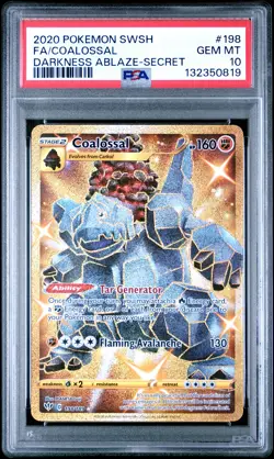 2020 POKEMON SWORD & SHIELD DARKNESS ABLAZE SECRET FULL ART/COALOSSAL PSA 10 - Image 1