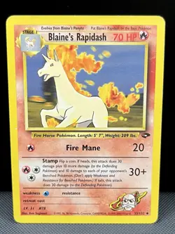 Blaine's Rapidash 033/132 Gym Challenge Uncommon Pokemon TCG LP - Image 1