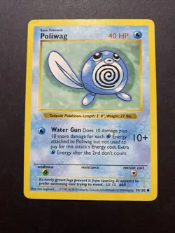 Poliwag 059/102 Base Set (Shadowless) Regular Unlimited Pokemon WOTC LP/MP - Image 1