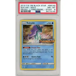 2018 Pokemon Suicune Staff Black Star Prerelease Promo PSA 8 SM149 - Image 1