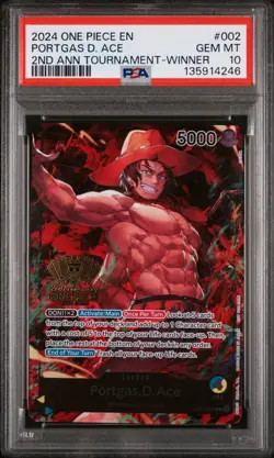 One Piece ST13-002 Portgas.D.Ace 2nd Anniversary Tournament Winner Promo PSA 10 - Image 1