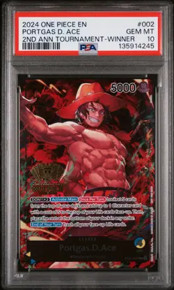 One Piece ST13-002 Portgas.D.Ace 2nd Anniversary Tournament Winner Promo PSA 10 - Image 1