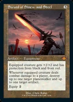 MTG English Sword of Sinew and Steel NM Foil Modern Horizons 1 Retro Frames - Image 1