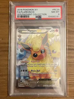 2016 Flareon EX #RC28 Gen Radiant Collection PSA 8 Pokemon Card - Image 1