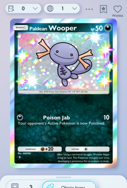 Pokemon TCG POCKET - Paldean Wooper Shiny 1⭐, Secluded Springs, English - Image 3