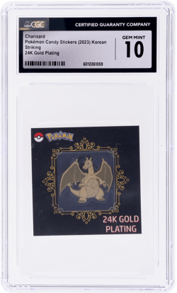 2023 Pokemon Popping Candy Stickers Korean Charizard 24k Gold Plating # CGC 10 - Image 1