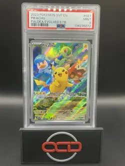 2023 POKEMON SVP EN-SV PALDEA EVOLVED ETB PROMO #027 PIKACHU PSA 9 - Image 1