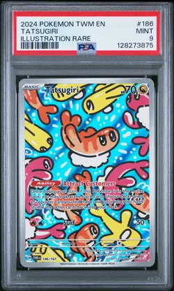 2024 POKEMON TWM EN-TWILIGHT MASQUERADE ILLUSTRATION RARE #186 TATSUGIRI PSA 9 - Image 1