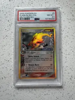💥2005 POKEMON EX FLAREON - REV .FOIL Delta Species 5/113 PSA 8.5 - Image 1