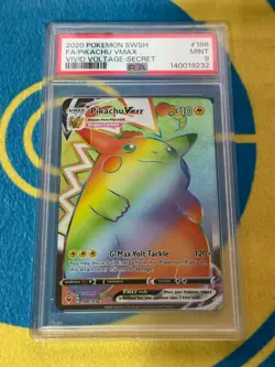 Pokemon Pikachu VMAX Vivid Voltage Rainbow Secret Rare 188/185 PSA 9 Mint TCG - Image 1