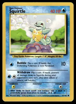 Pokemon TCG Squirtle Classic - Base Set #63 Basic/Common - Image 1