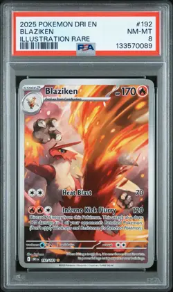 BLAZIKEN 2025 POKEMON DRI EN-DESTINED RIVALS ILLUSTRATION RARE #192 PSA 8 - Image 1