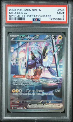 2023 POKEMON SVI EN-SCARLET & VIOLET SPECIAL ILLUSTRATION RARE MIRAIDON EX PSA 9 - Image 1