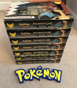 Pokemon TCG Celebrations Lance's Charizard V Collection Sealed Box (x7) Lot - Image 1