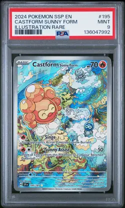 2024 POKEMON SSP EN-SURGING SPARKS ILLUSTRATION RARE CASTFORM SUNNY FORM PSA 9 - Image 1