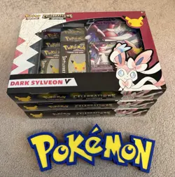 Pokemon TCG: Celebrations Collection Box Dark Sylveon V (x3) Lot Sealed - Image 1