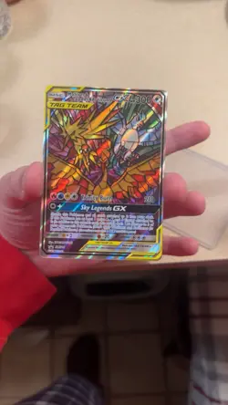 Pokemon TCG Stained Glass Moltres Zapdos Articuno GX Tag Team Hidden Fates Promo - Image 1
