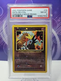Pokemon TCG Entei Pokemon 3 Movie Promo 34 PSA 8 Reverse Holo - Image 1