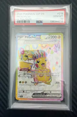 2024 Pokemon SV Surging Sparks SSP EN Pikachu Ex #219/191 PSA 10 - Image 1