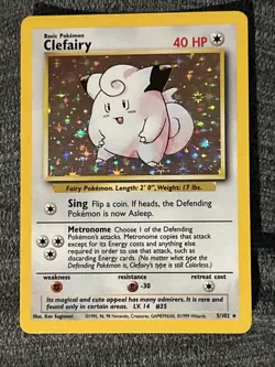 Clefairy 005/102 Base Set Holo Pokemon Card LP! WOTC Era Vintage ! Rare - Image 2