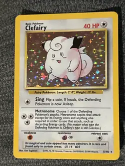 Clefairy 005/102 Base Set Holo Pokemon Card LP! WOTC Era Vintage ! Rare - Image 4