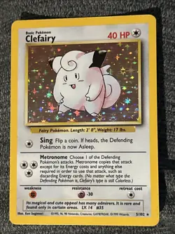 Clefairy 005/102 Base Set Holo Pokemon Card LP! WOTC Era Vintage ! Rare - Image 5
