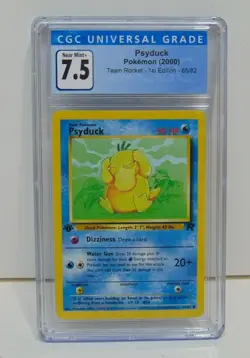 2000 Pokemon Rocket Card 65/82 Psyduck 1st Edition CGC Graded 7.5 NM+ Nice CLEAN - Image 1