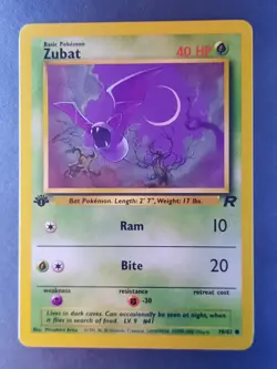 Pokemon Card Team Rocket 1st Edition Regular Finish Zubat 70/82 - Image 1