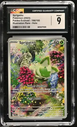 SPRIGATITO Paldea Evolved Illustration Rare #196 CGC 9 Pokemon [Nostalgium] - Image 1