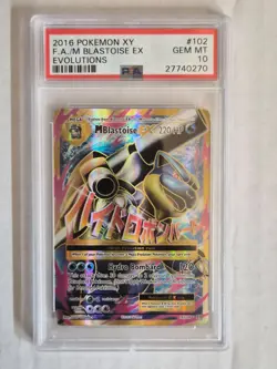 2016 POKEMON XY EVOLUTIONS #102 FULL ART/M BLASTOISE EX GEM MINT PSA 10 - Image 1