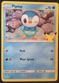 McDonald's 2021 Pokemon Piplup Holo 20/25 25th Anniversary Promo - Image 1
