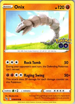 Onix 036/078 Common Regular Pokemon GO NM - Image 1